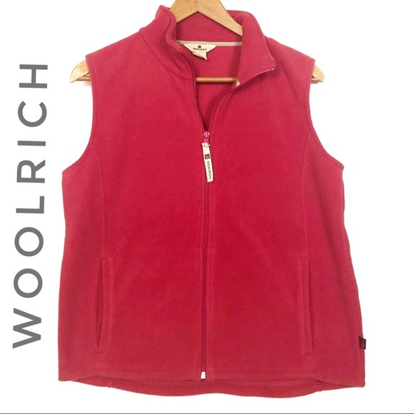 Woolrich Raspberry Pink Full Zip Fleece Sweater Vest Women's Size Medium - Picture 1 of 6